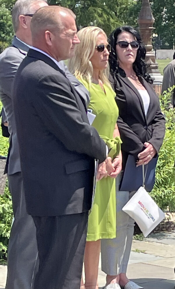 United States Representative Troy Edwin Nehls (R-Texas District 22), Representative Andy Biggs (R-Arizona), Representative Marjorie Taylor Greene (R-Georgia) and Cynthia Hughes, founder of the Patriot Freedom Project. 