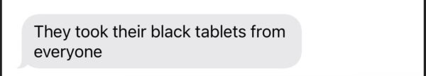 Screenshot of text message sent out by a January 6 prisoner at the jail in Washington D.C. during an alleged assault by Lieutenant Lancaster.